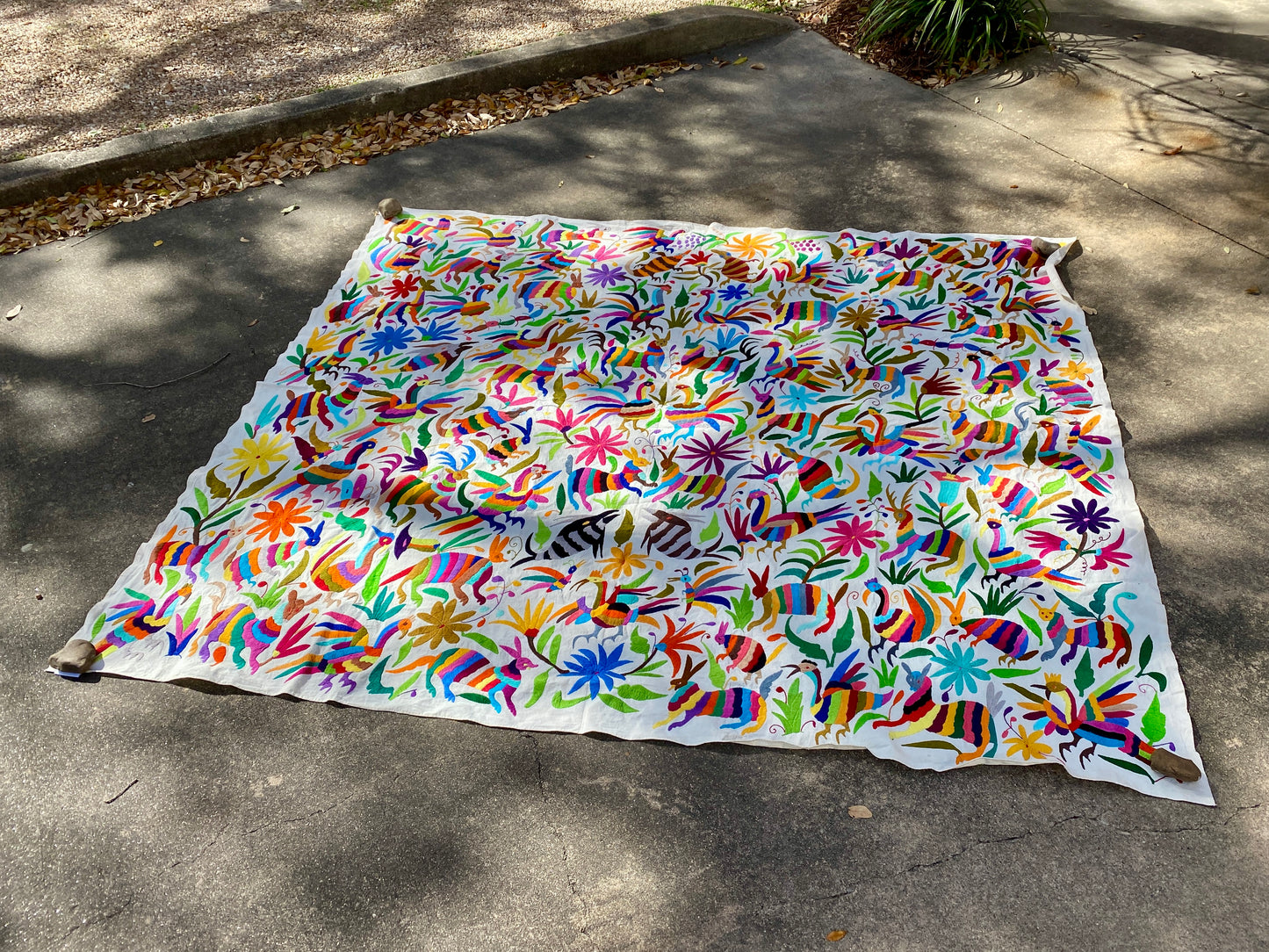 X-Large Otomi Embroidery Wall Hanging - Multicolor