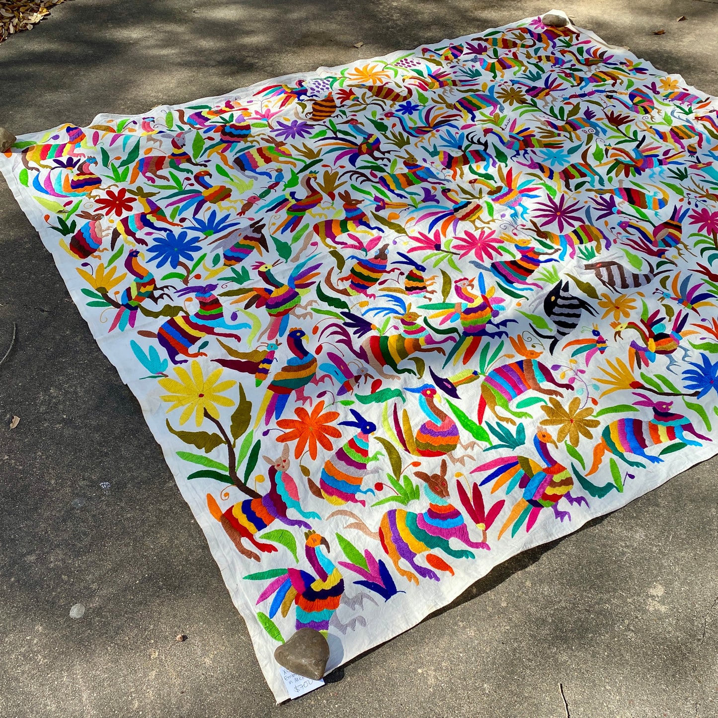 X-Large Otomi Embroidery Wall Hanging - Multicolor