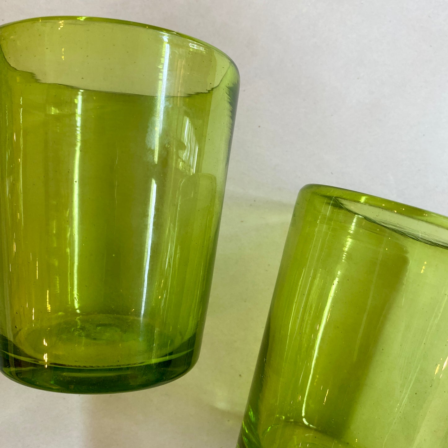 Mexican Glass V-shaped Tumbler - Solid Lime Green
