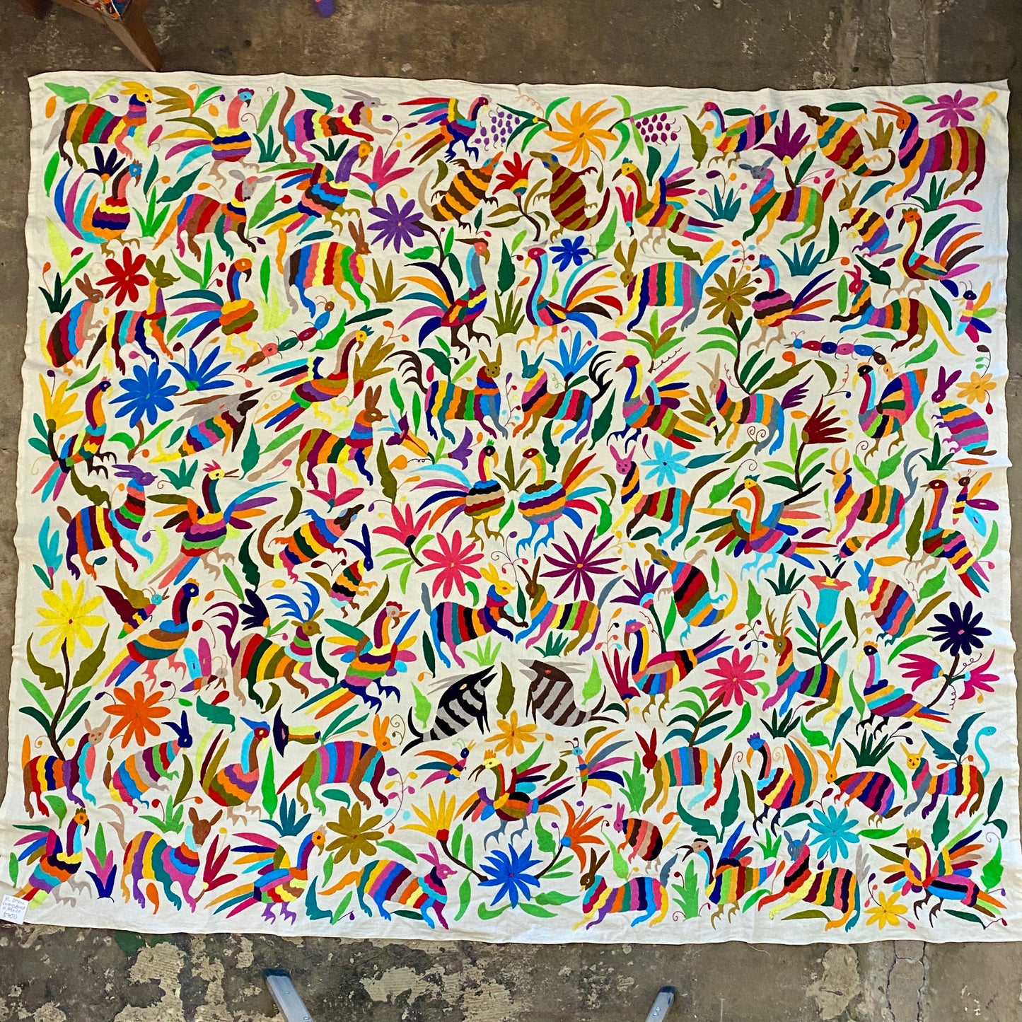 X-Large Otomi Embroidery Wall Hanging - Multicolor