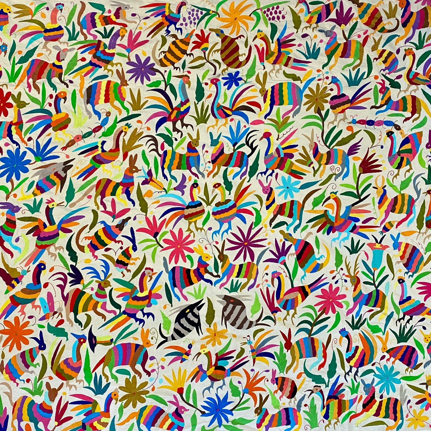 X-Large Otomi Embroidery Wall Hanging - Multicolor