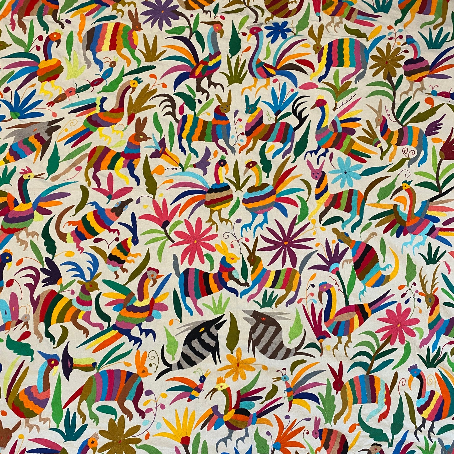 X-Large Otomi Embroidery Wall Hanging - Multicolor