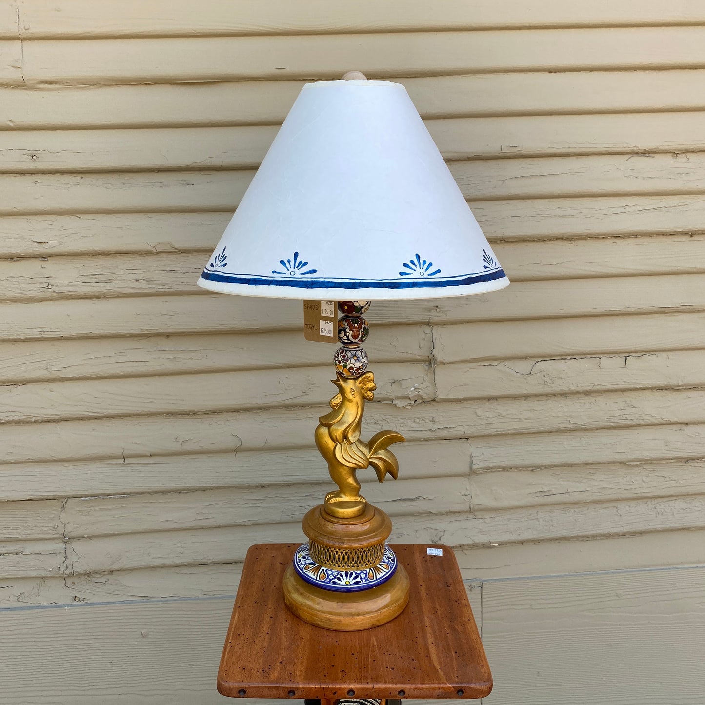 Golden Rooster Figurine Lamp with Paper Shade
