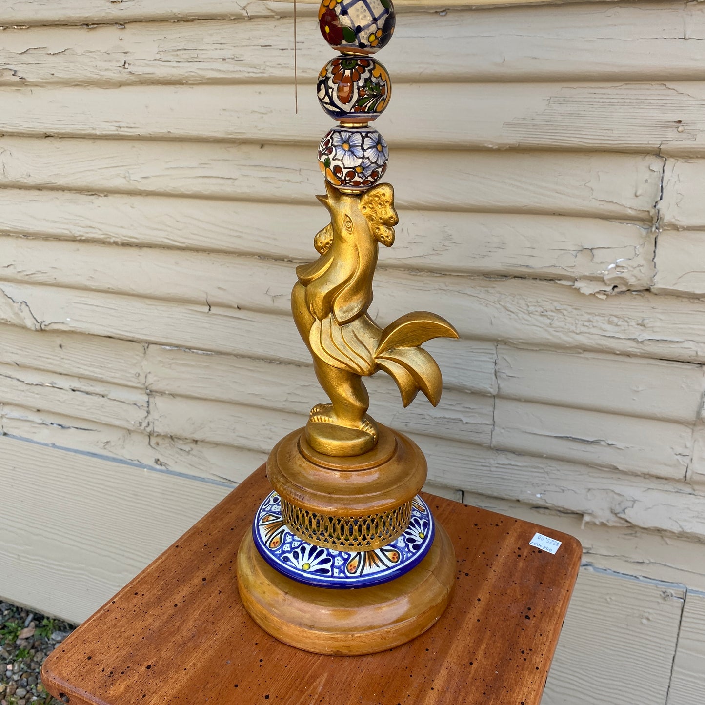 Golden Rooster Figurine Lamp with Paper Shade
