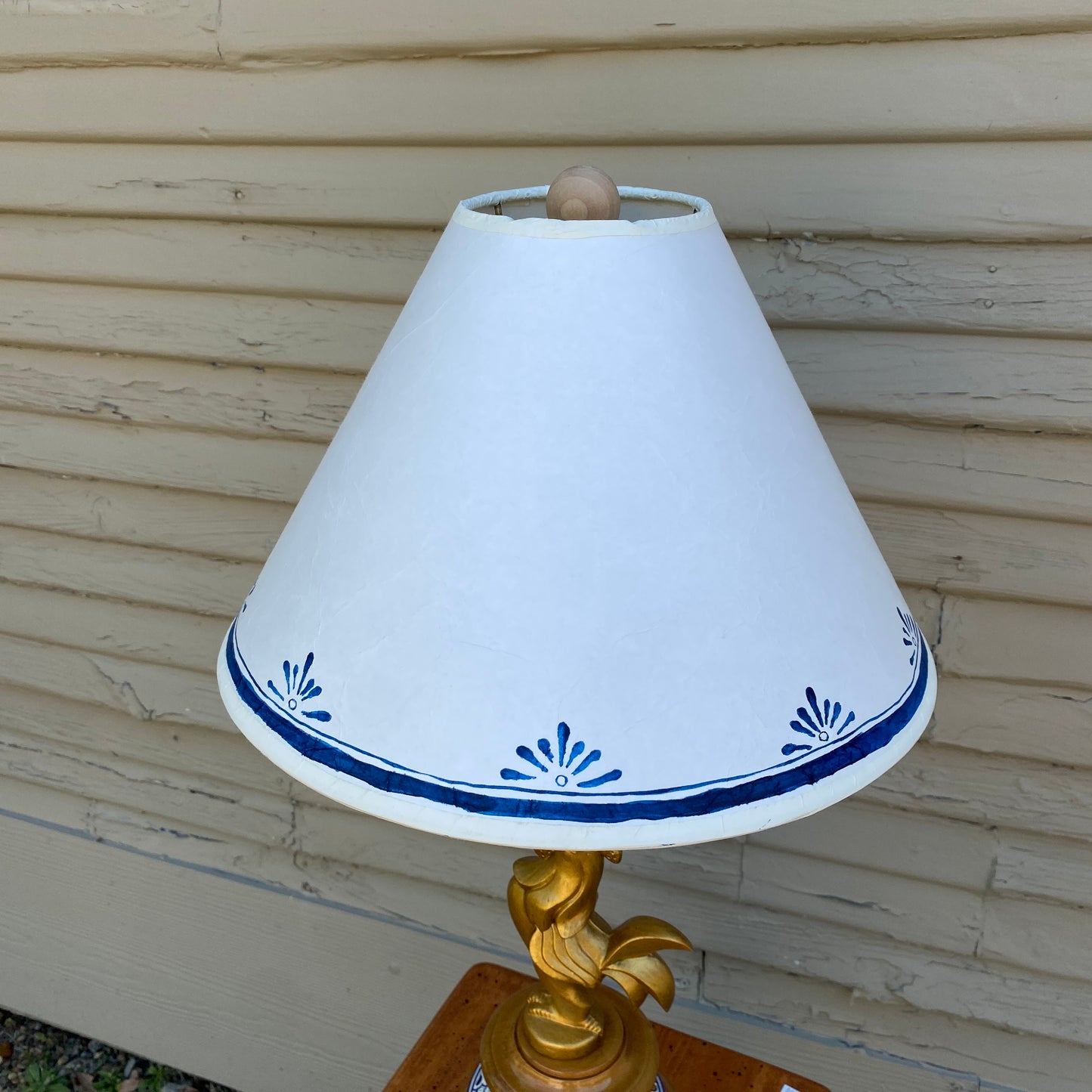 Golden Rooster Figurine Lamp with Paper Shade