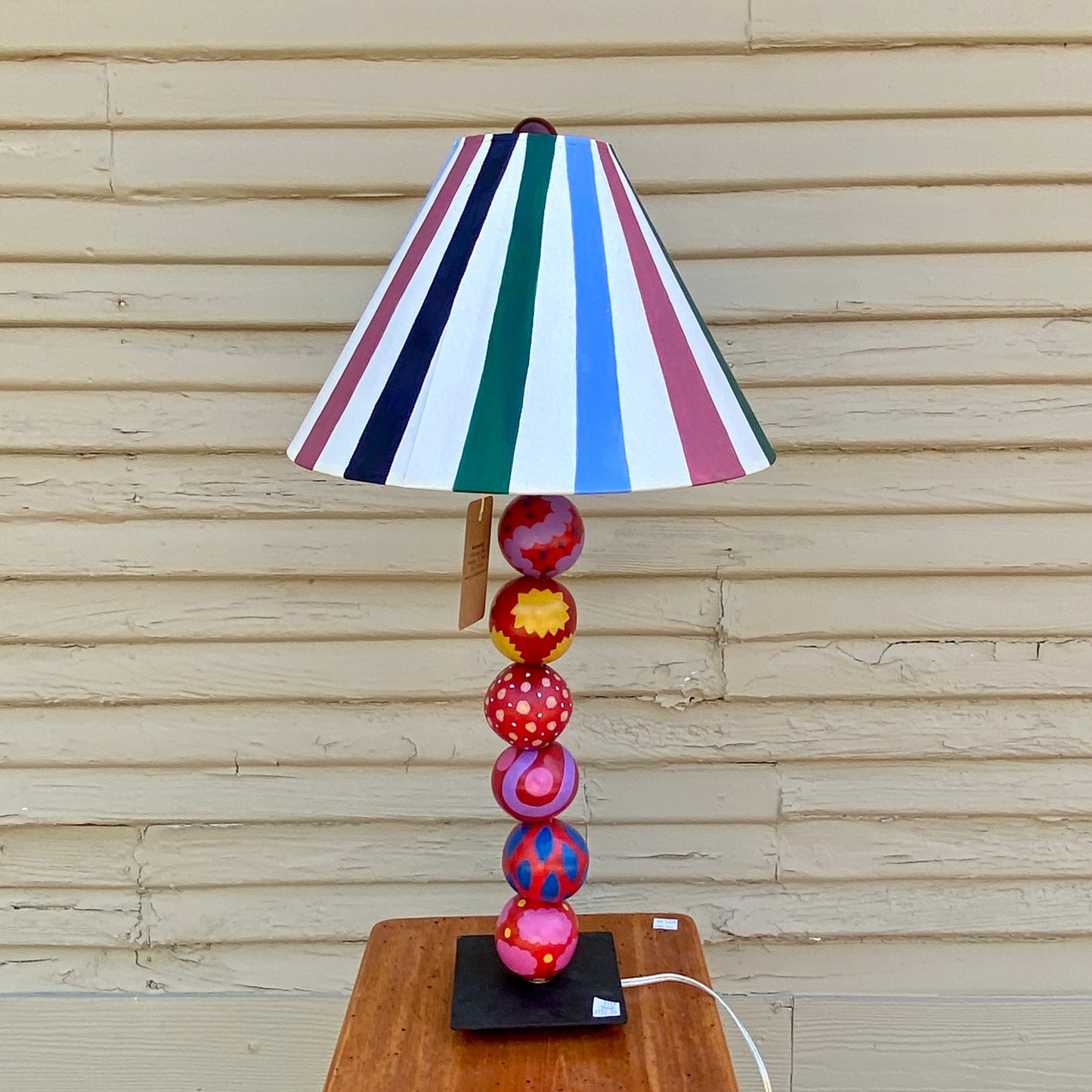 Hand Painted Spheres and Stripes Lamp