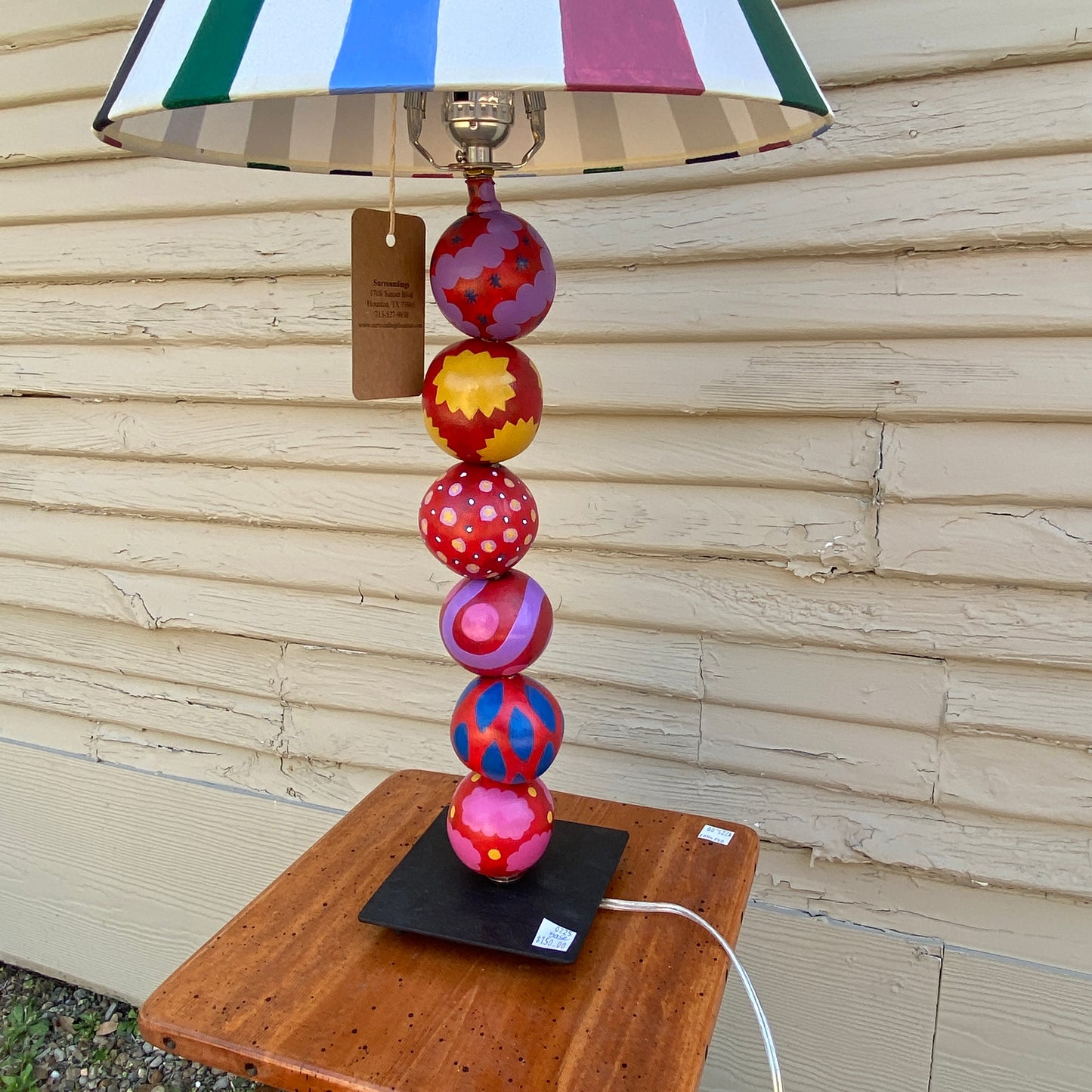 Hand Painted Spheres and Stripes Lamp