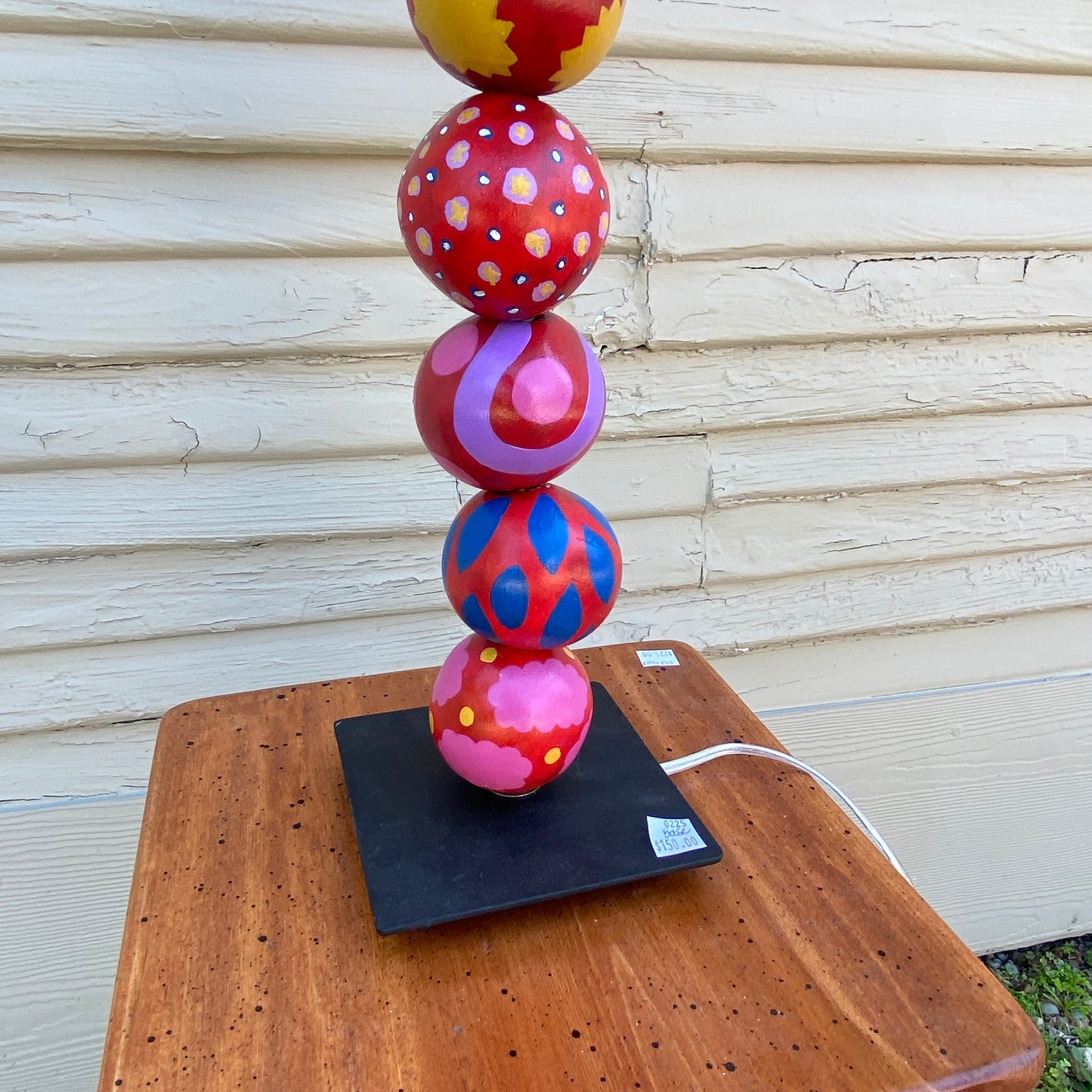 Hand Painted Spheres and Stripes Lamp