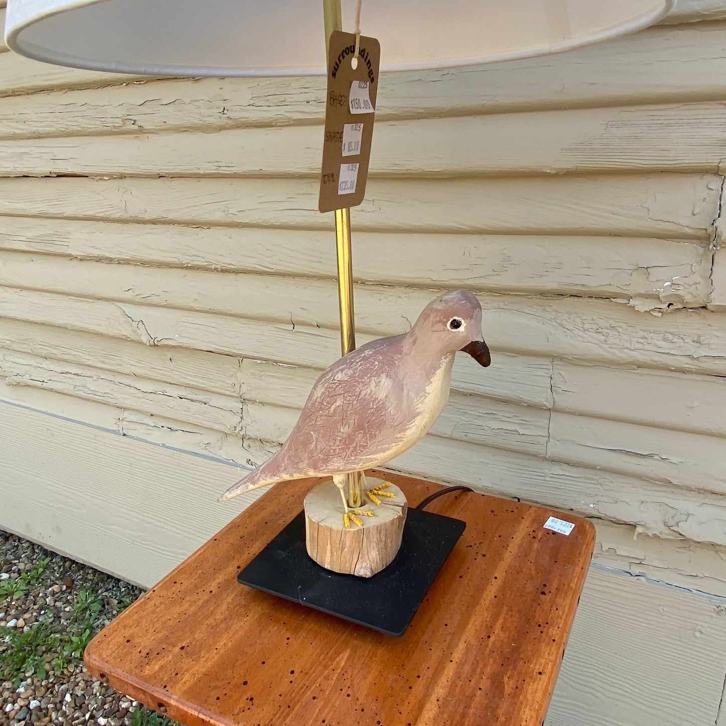 Dove Figurine Lamp with Paper Shade