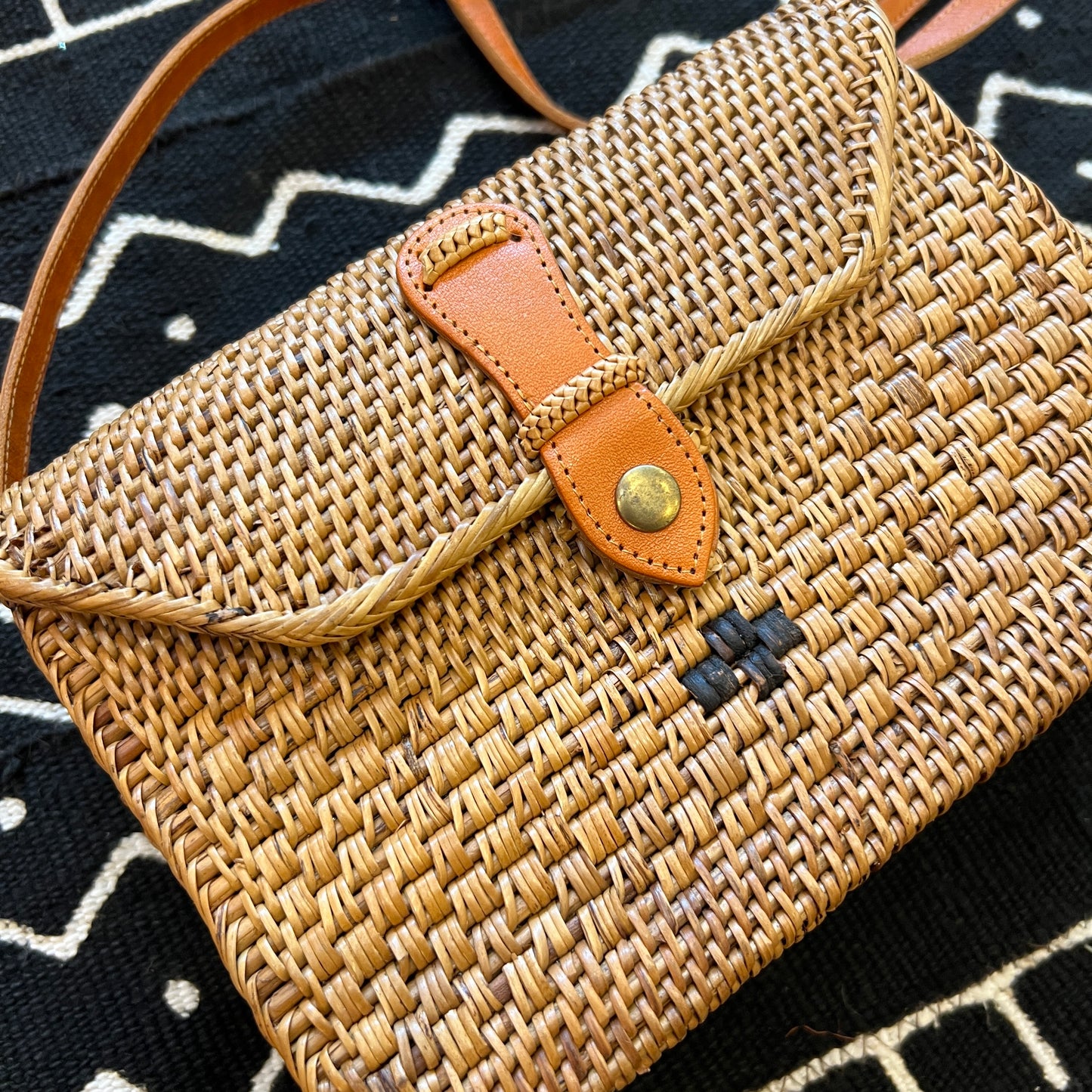 Ata Wicker Rectangle Box Crossbody Bag from Bali
