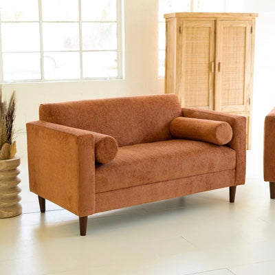 Chenille Boucle Loveseat - Rust