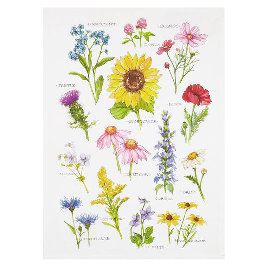 Field Guide Wildflowers Printed Kitchen Towel