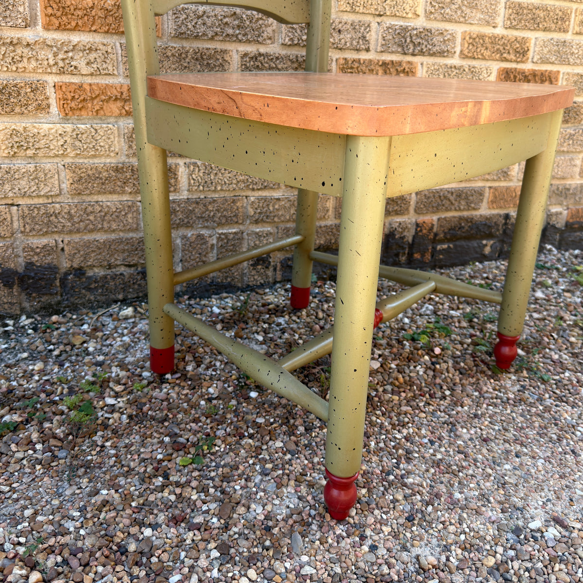 David Marsh Style Painted Chair: Moss and Old Red Wheatback