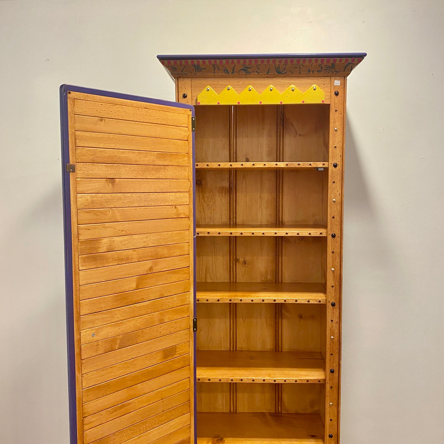 Tommy Lewis Marsh Style Colorful Tall Cabinet with Drawer