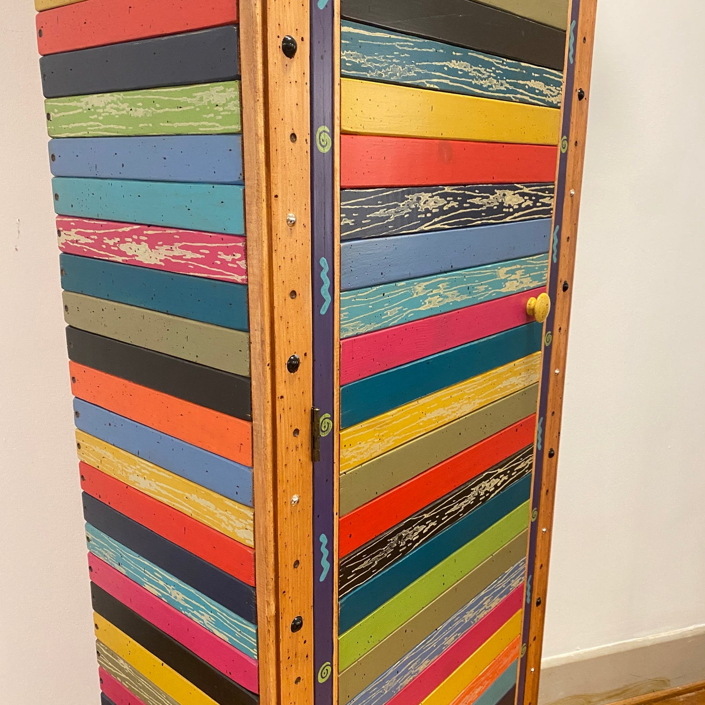 Tommy Lewis Marsh Style Colorful Tall Cabinet with Drawer