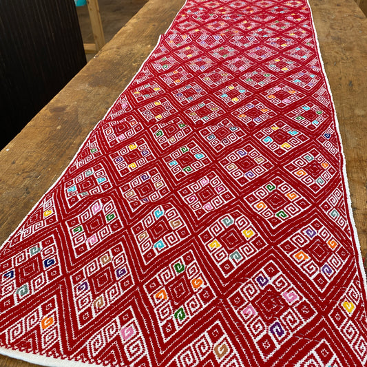 Woven Diamond Table Runners from Mexico - Red and White