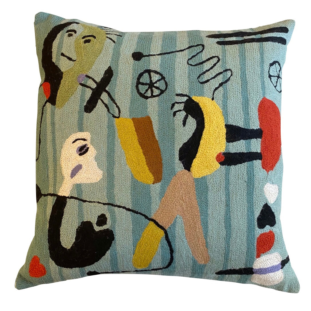 Miro Blue Circus Chainstitch Pillow