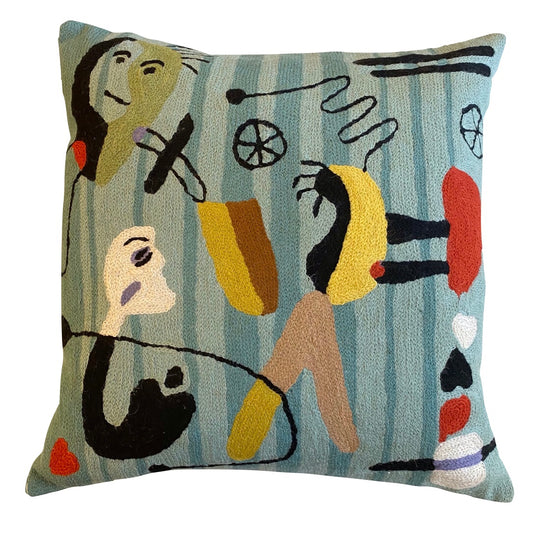 Miro Blue Circus Chainstitch Pillow