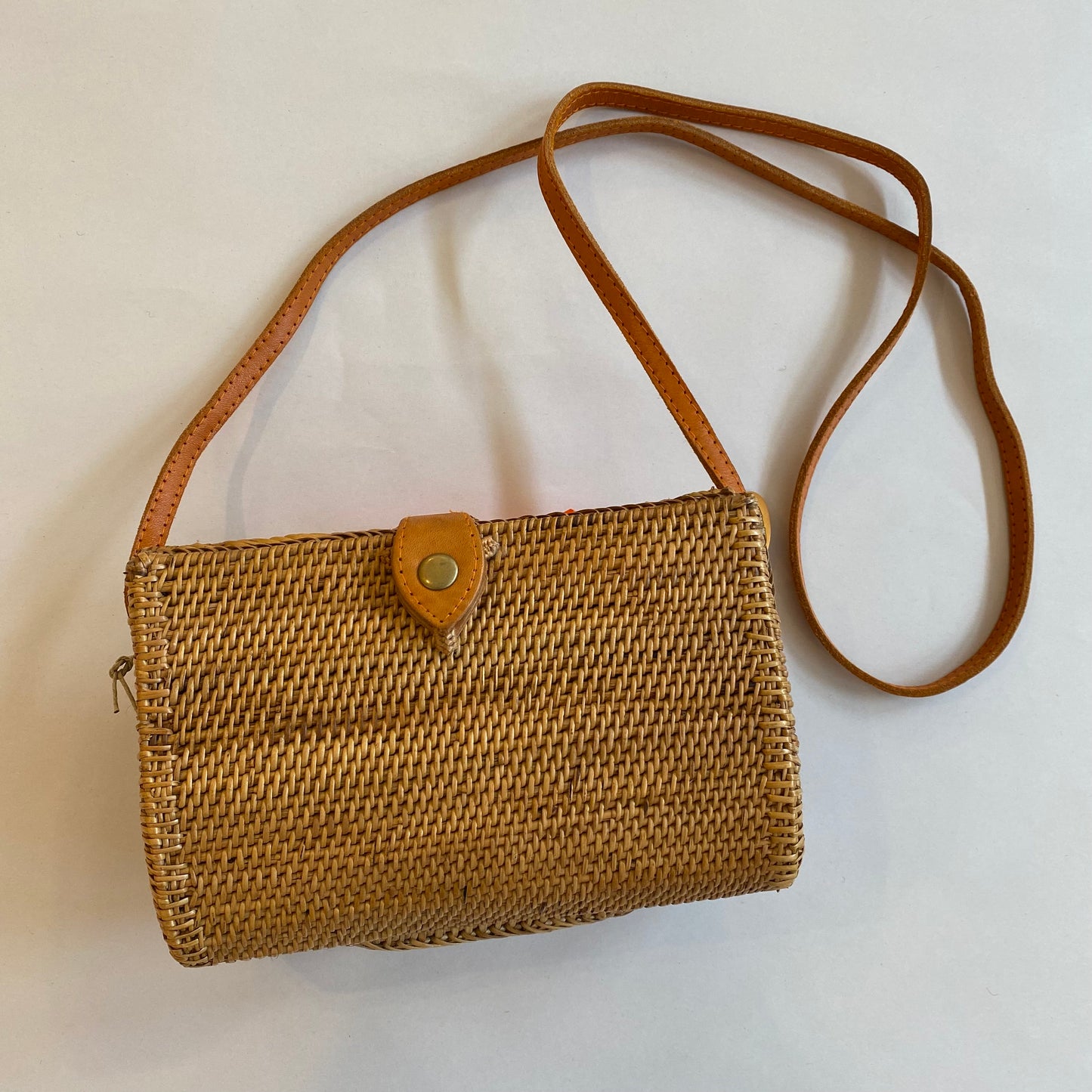 Ata Wicker Teardrop Crossbody Purse