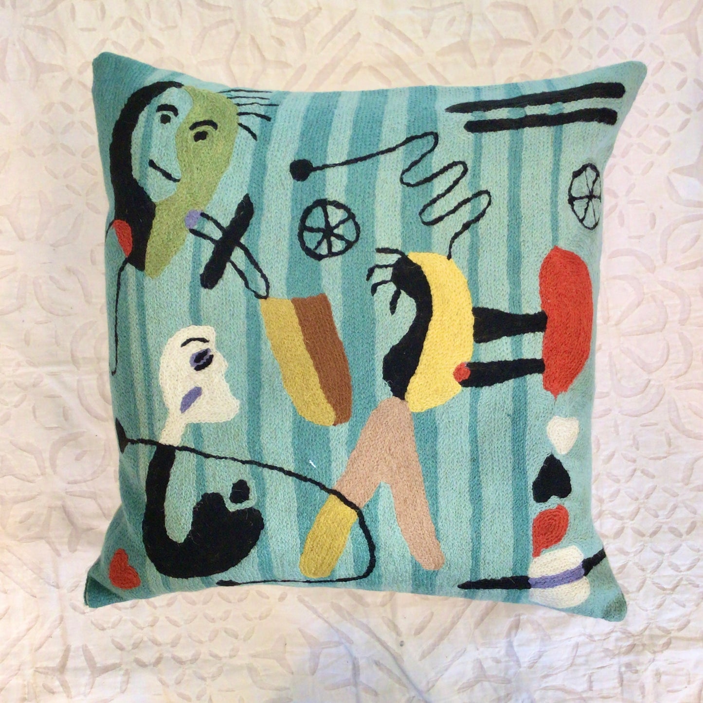 Miro Blue Circus Chainstitch Pillow