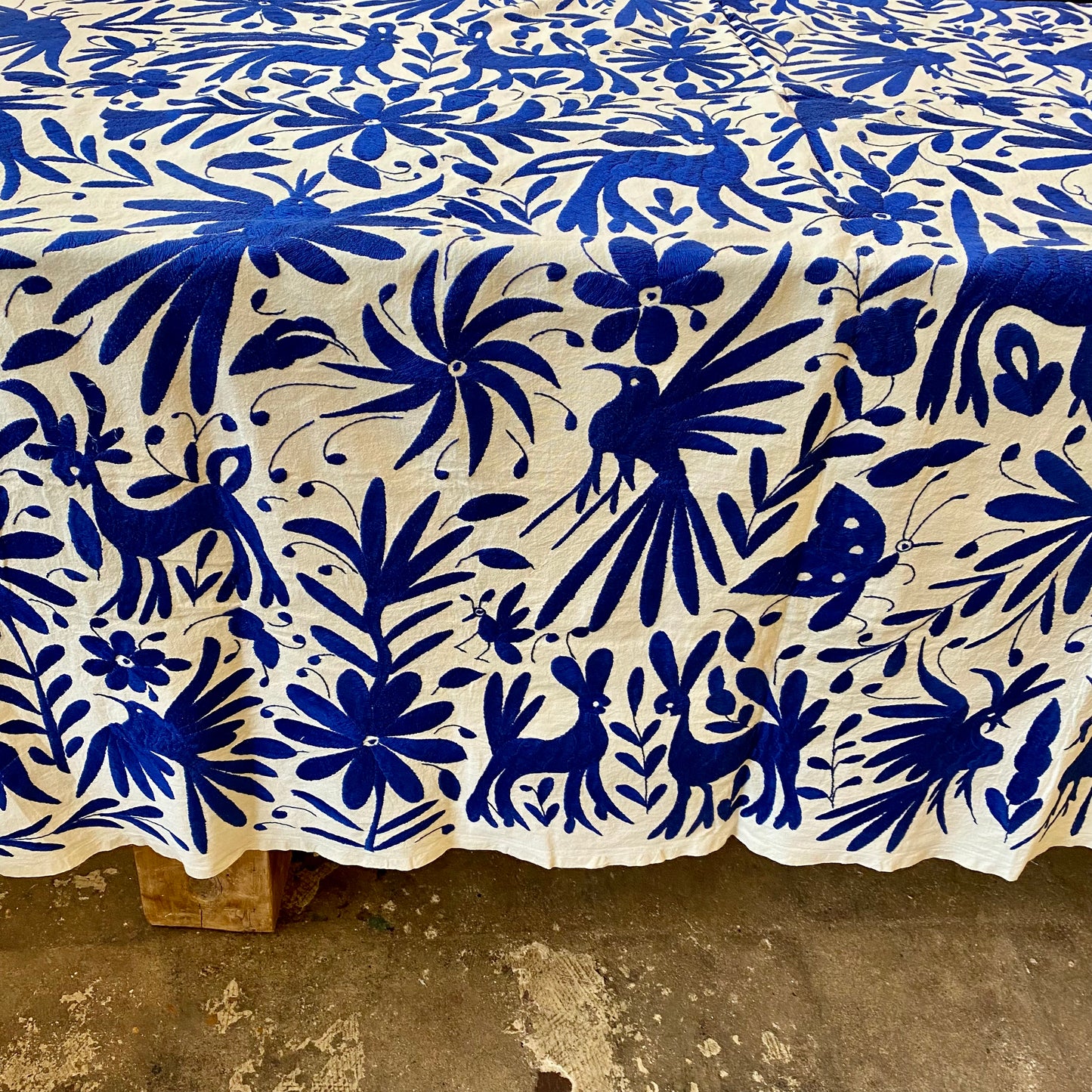 X-Large Otomi Embroidery Wall Hanging - Blue