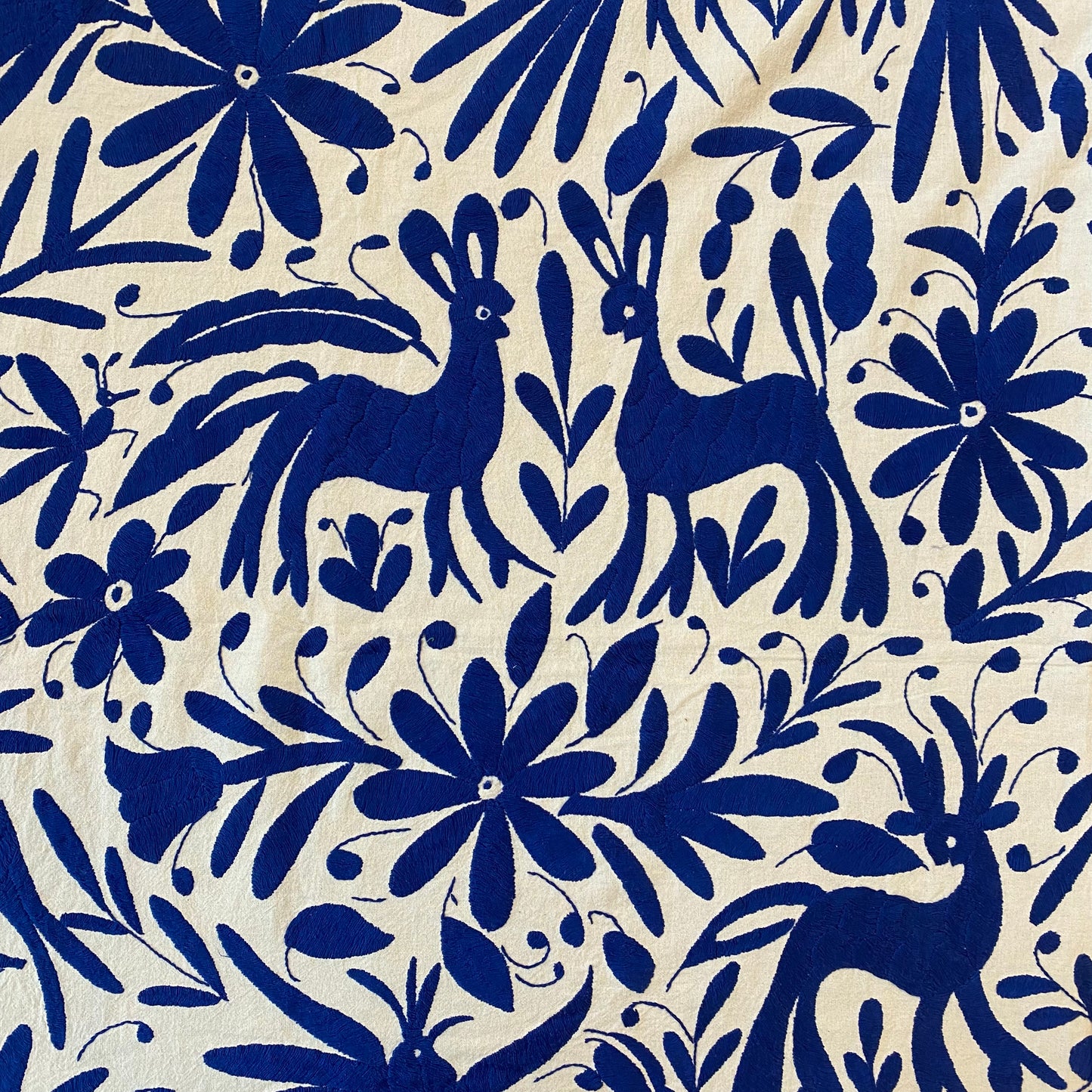 X-Large Otomi Embroidery Wall Hanging - Blue