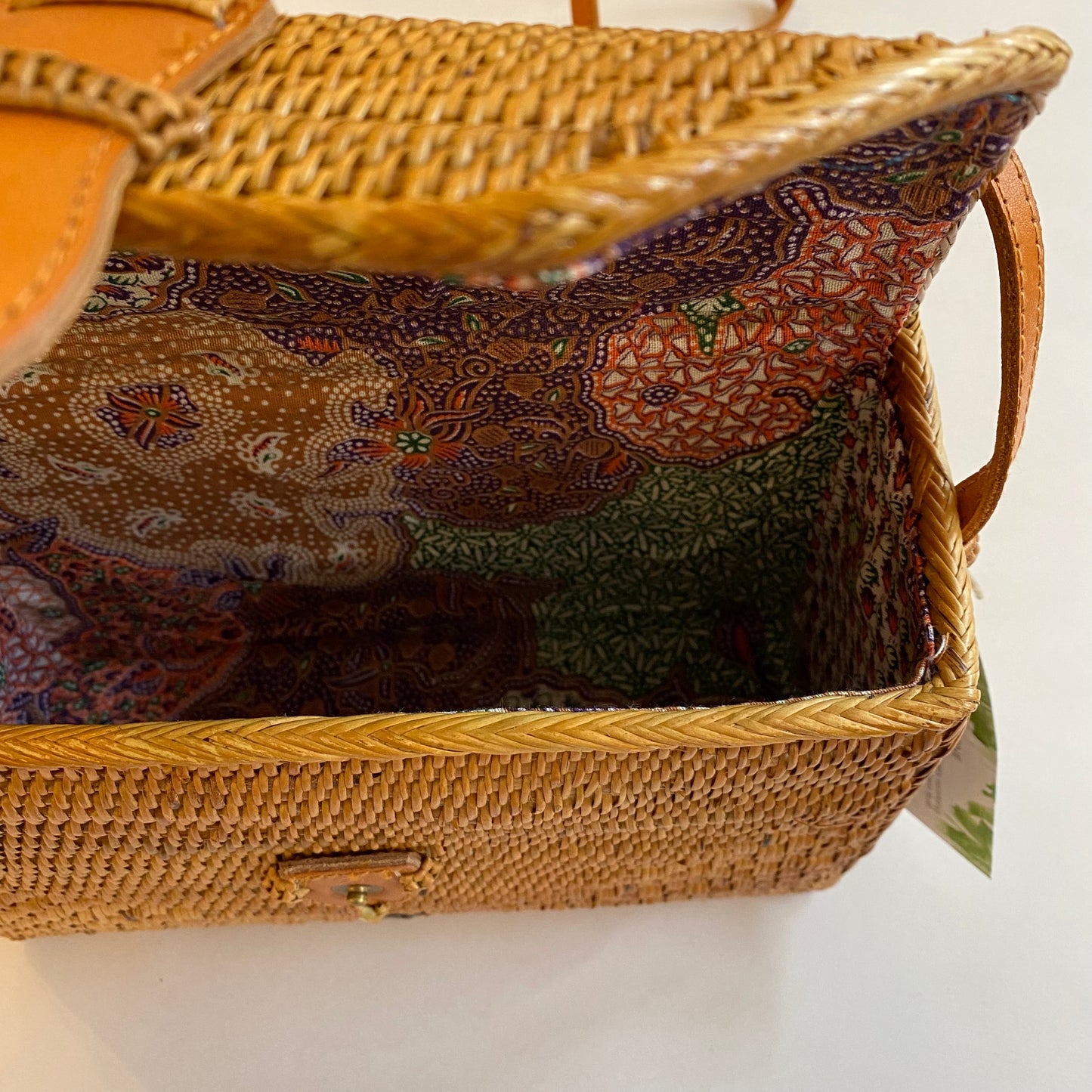 Ata Wicker Rectangle Box Crossbody Bag from Bali