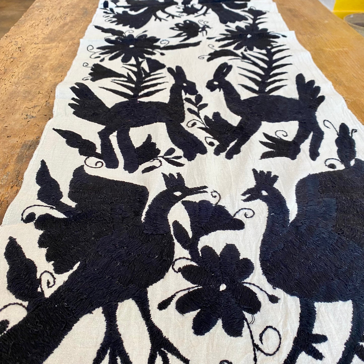 Large Otomi Table Runner- Black