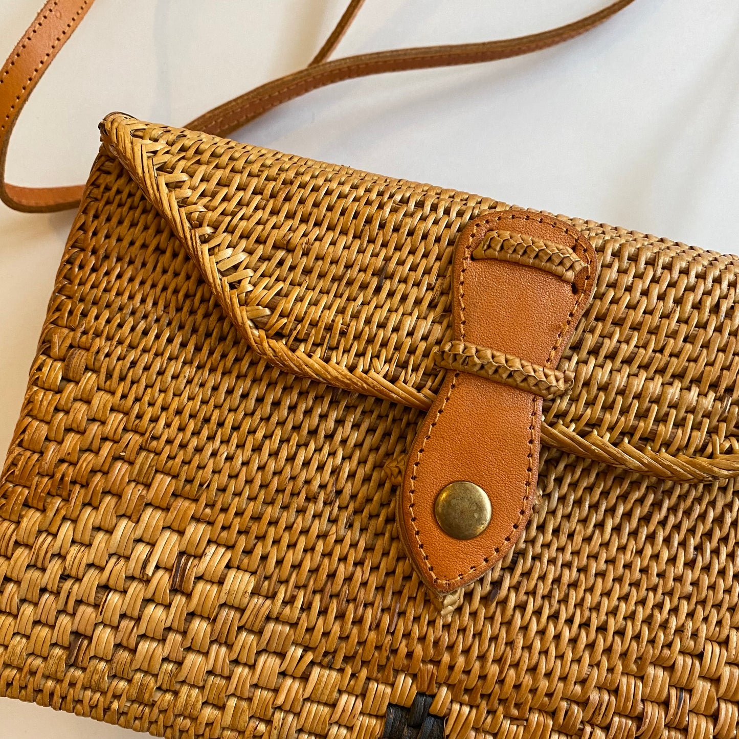 Ata Wicker Rectangle Box Crossbody Bag from Bali