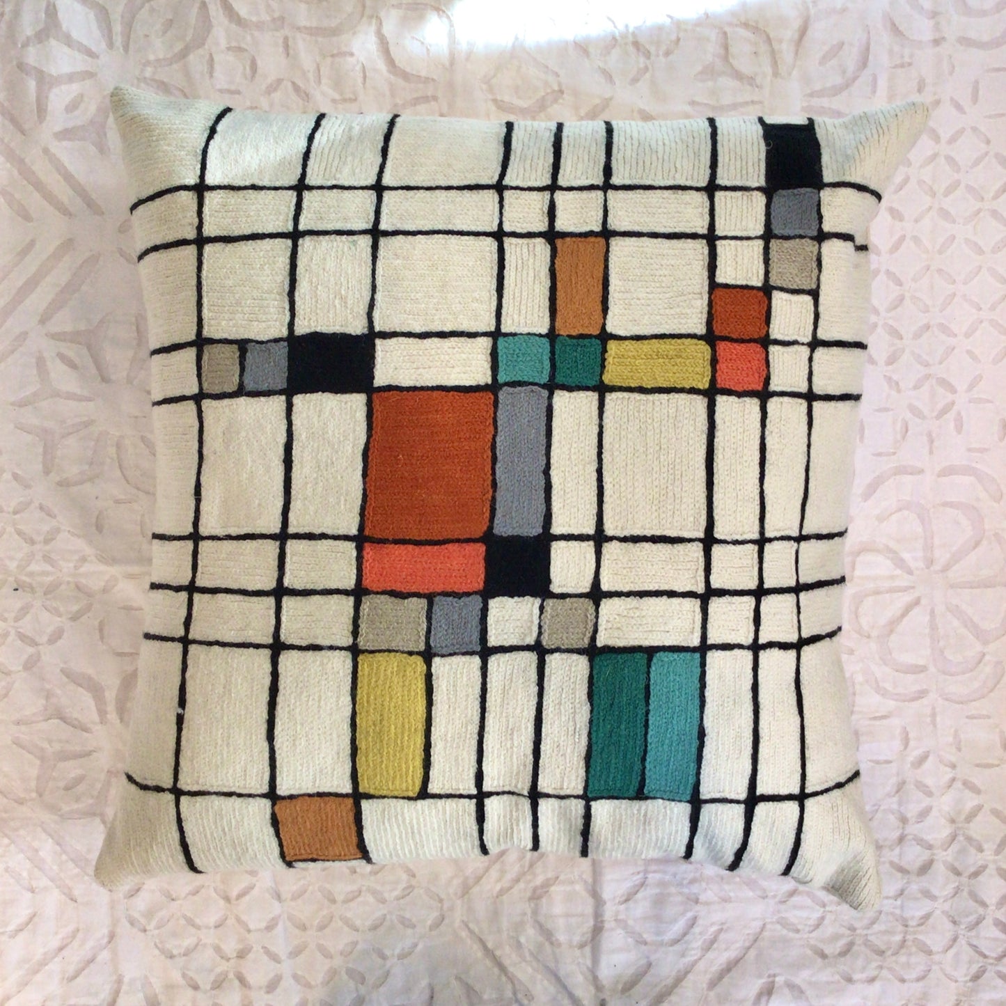 Delaunay Mod Blocks Chainstitch Pillow
