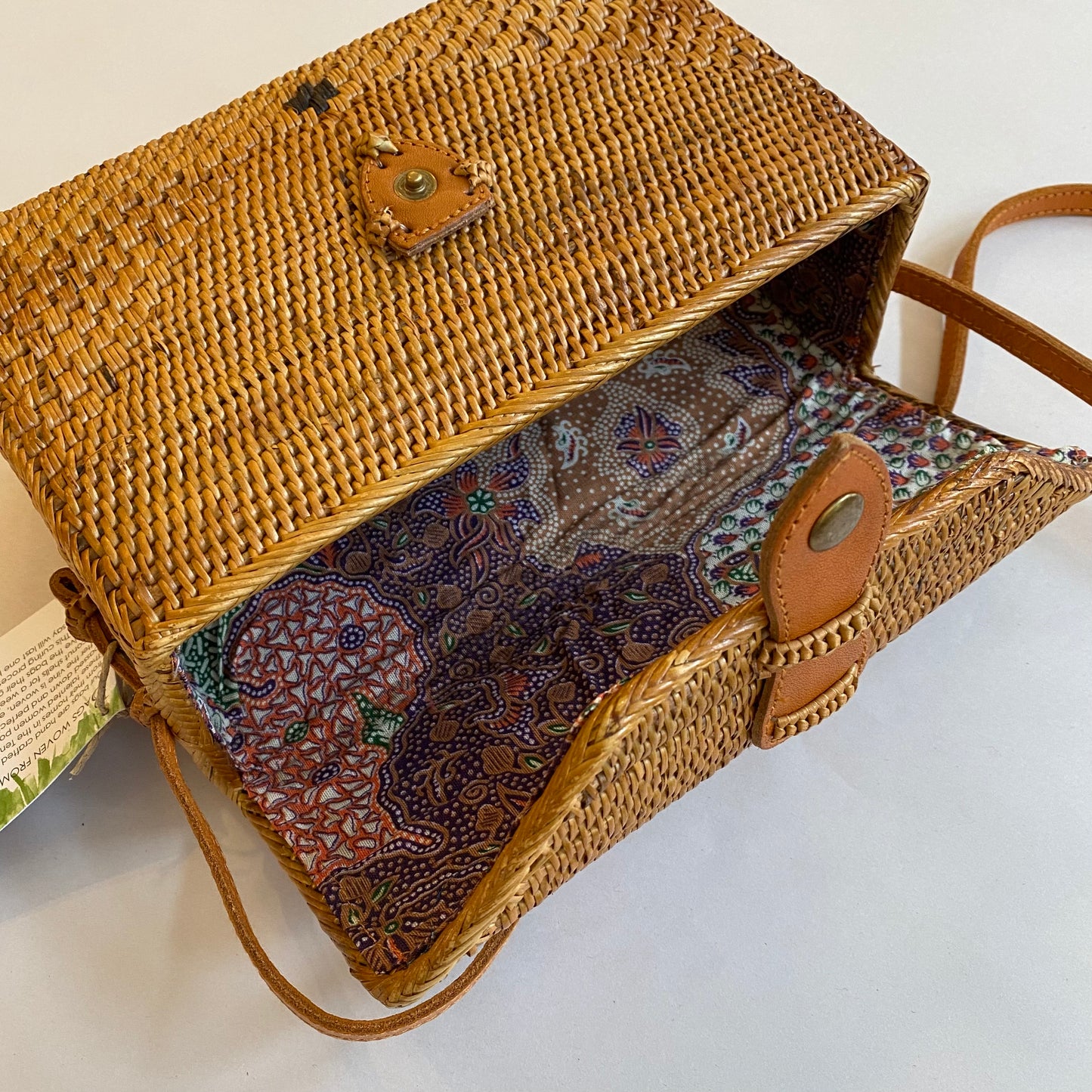 Ata Wicker Rectangle Box Crossbody Bag from Bali