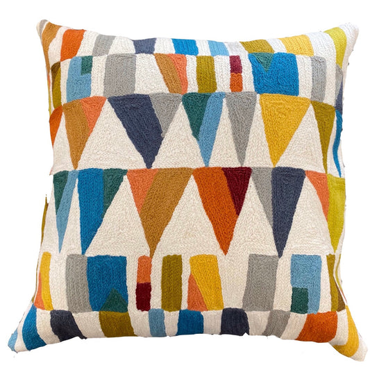 Delaunay Scandinavian Triangles Chainstitch Pillow