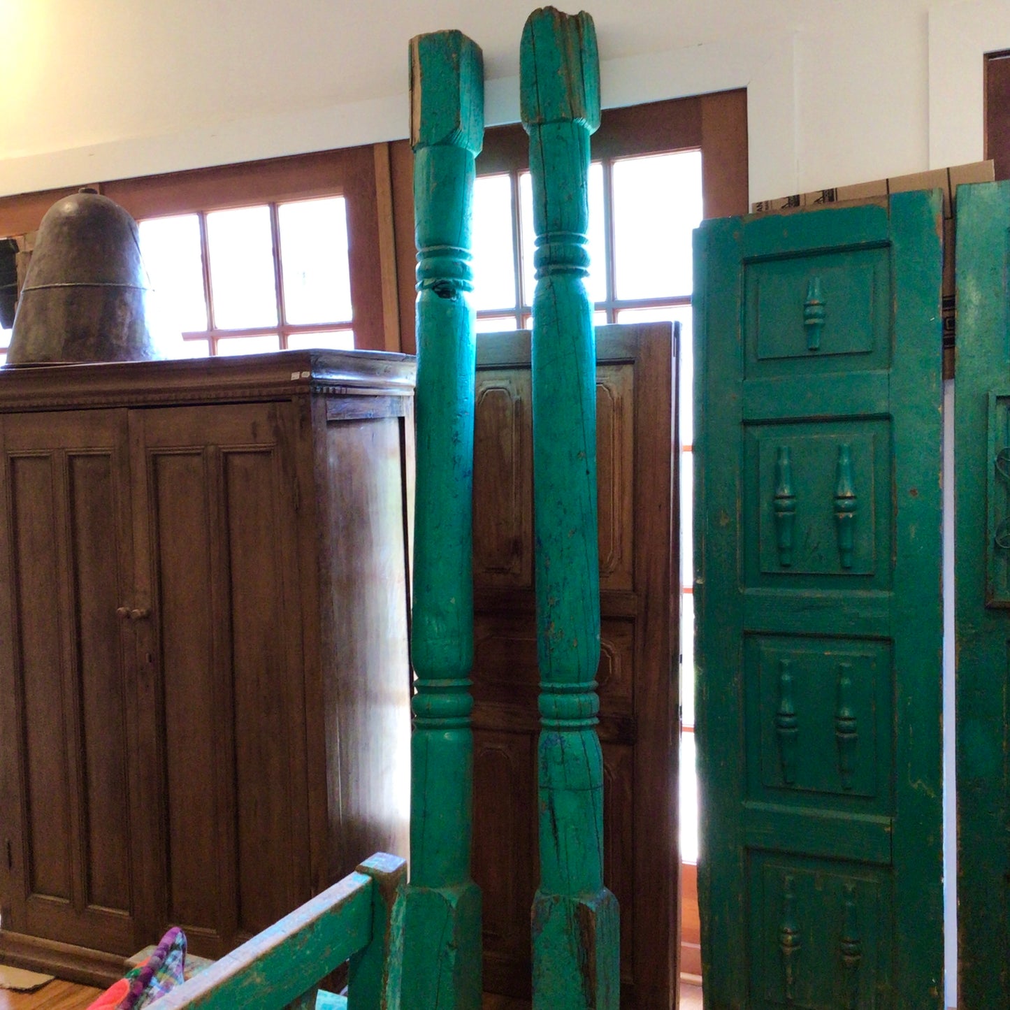 Green Vintage Wooden Column