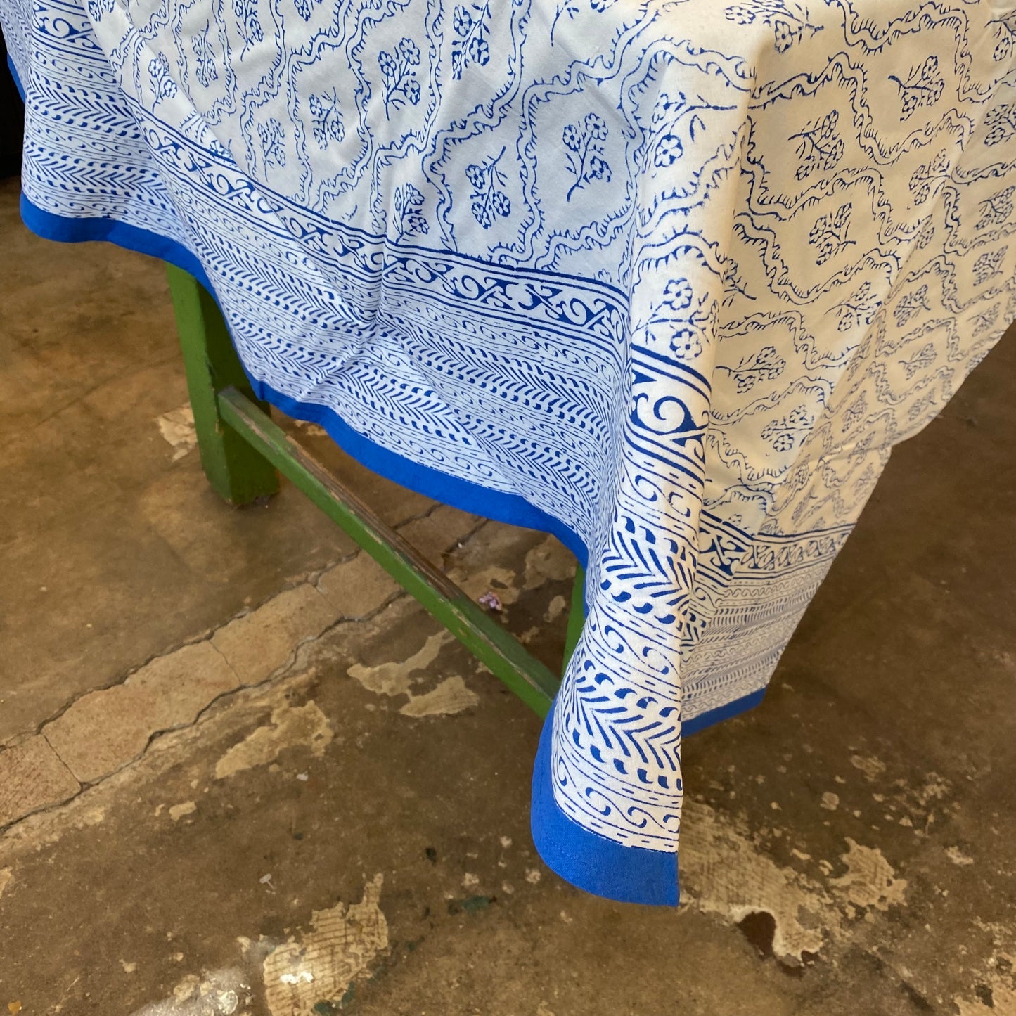 Trellis Blue Tablecloth- 86” Round