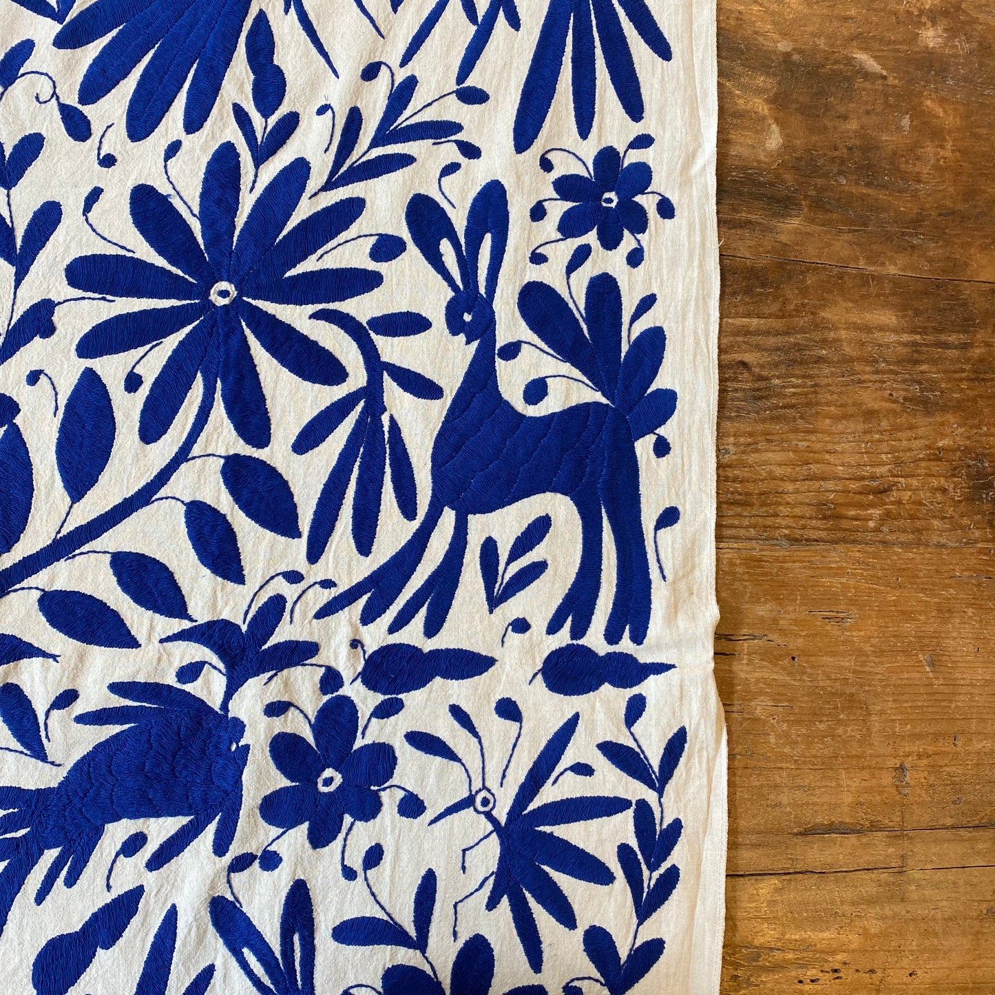 X-Large Otomi Embroidery Wall Hanging - Blue