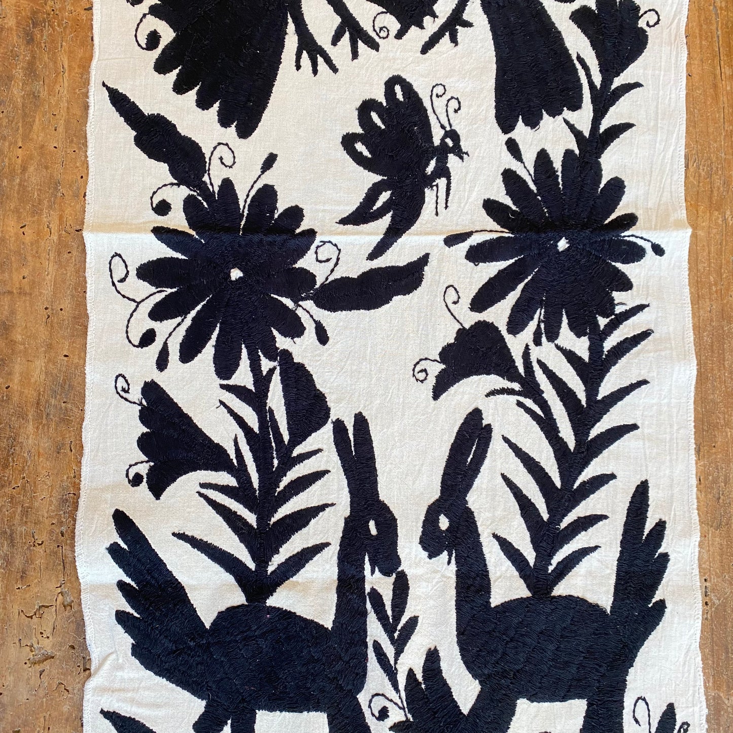 Large Otomi Table Runner- Black