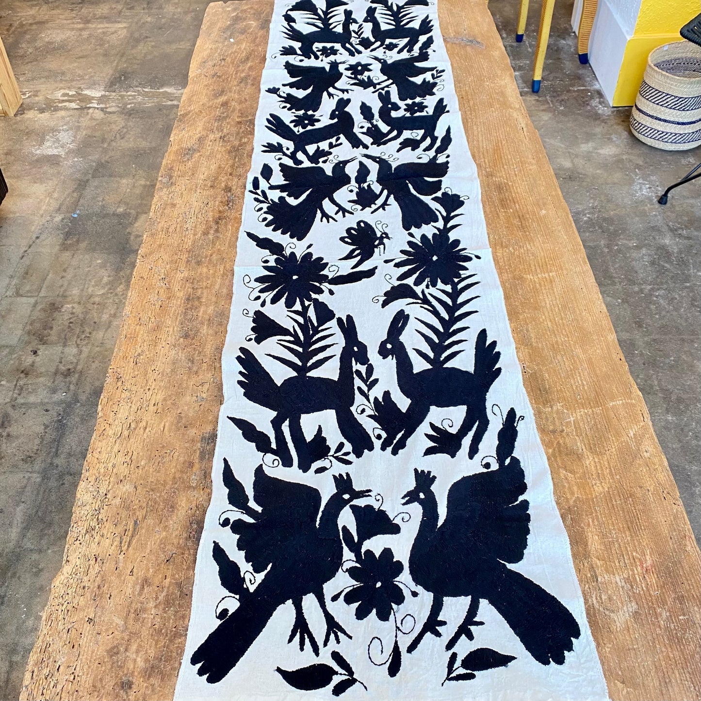 Large Otomi Table Runner- Black