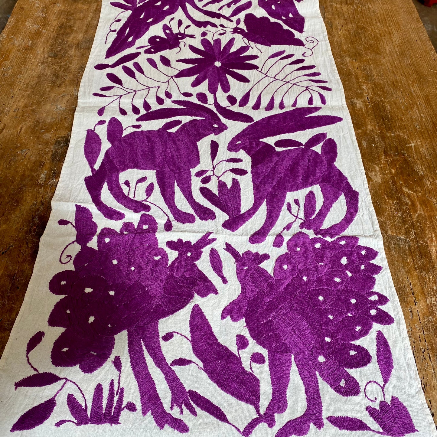 Large Otomi Table Runner-Purple