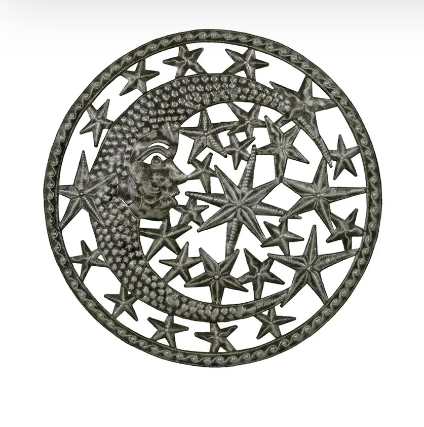 Haitian Metal Crescent Moon and Stars Metal