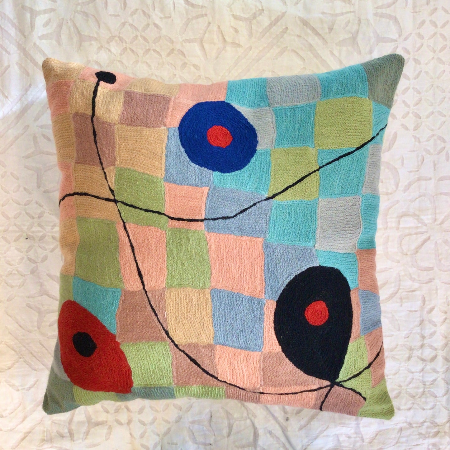 Miro Checkered Chainstitch Pillow