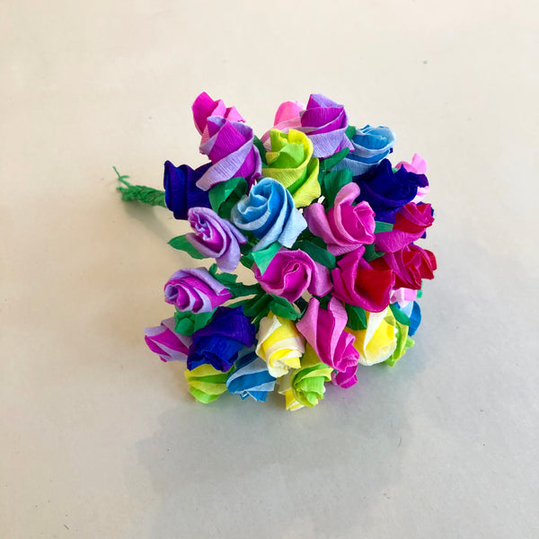 Mexican Paper Flowers, Small Bouquet of 40 2 flowers Rainbow Colors  Handmade