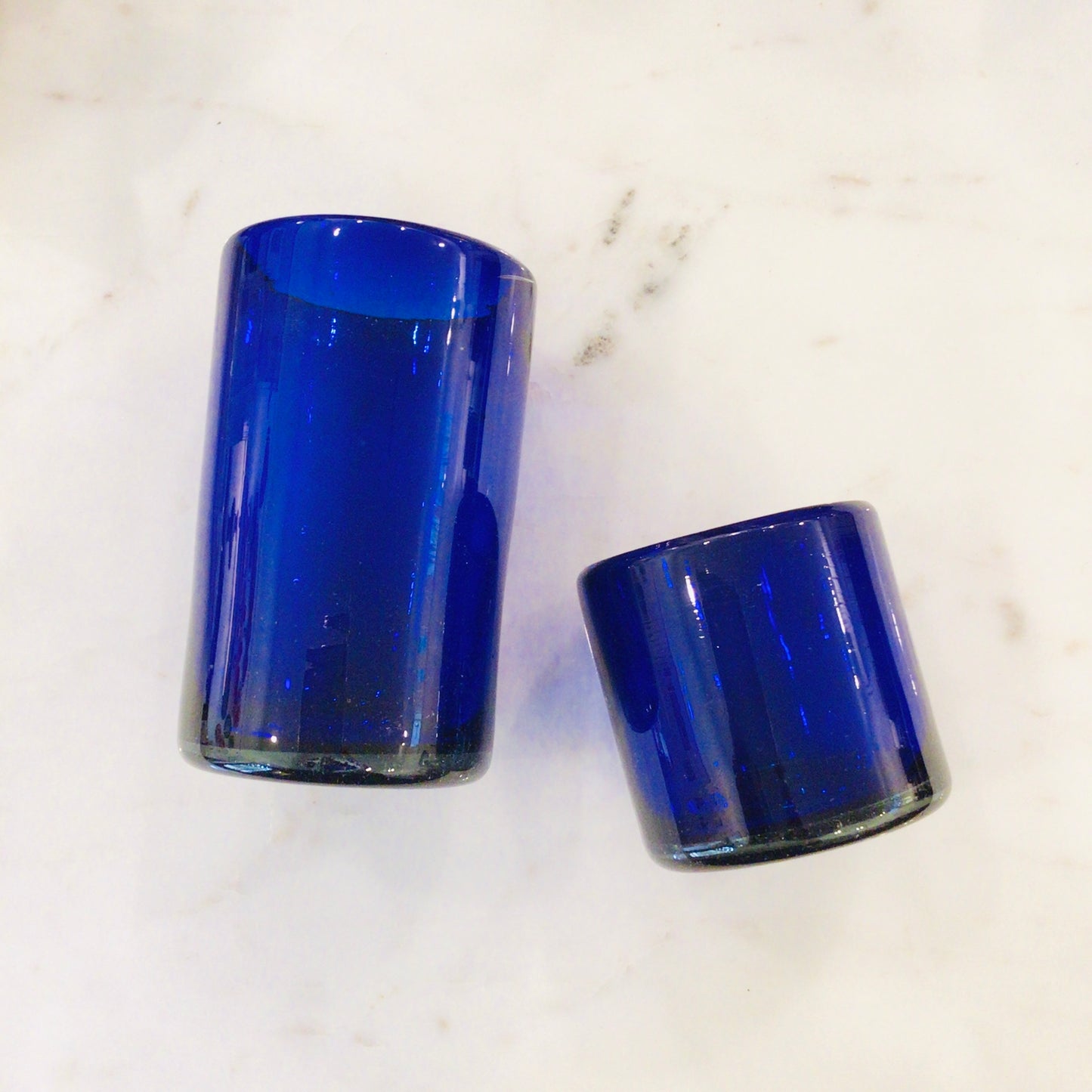 Short Mexican Glass Tumbler - Solid Blue