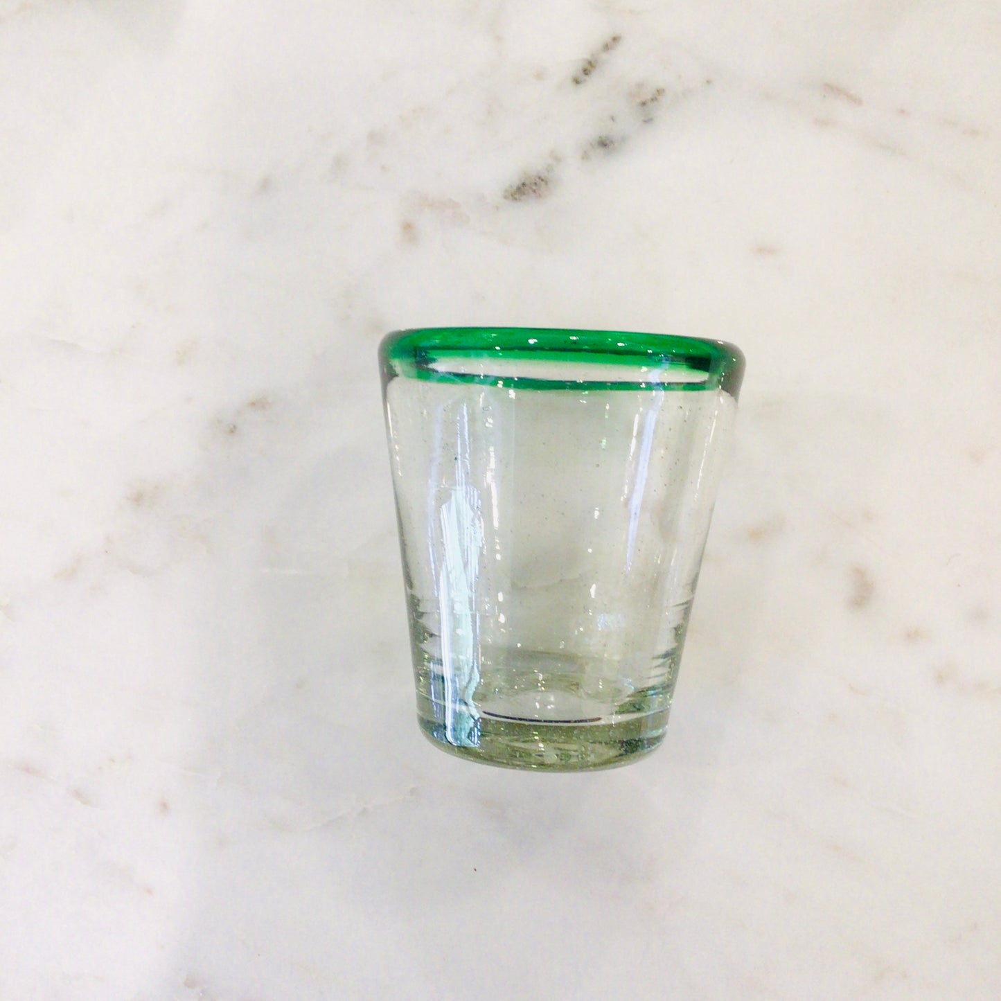 Mexican Glass V-shaped Tumbler - Green Rim