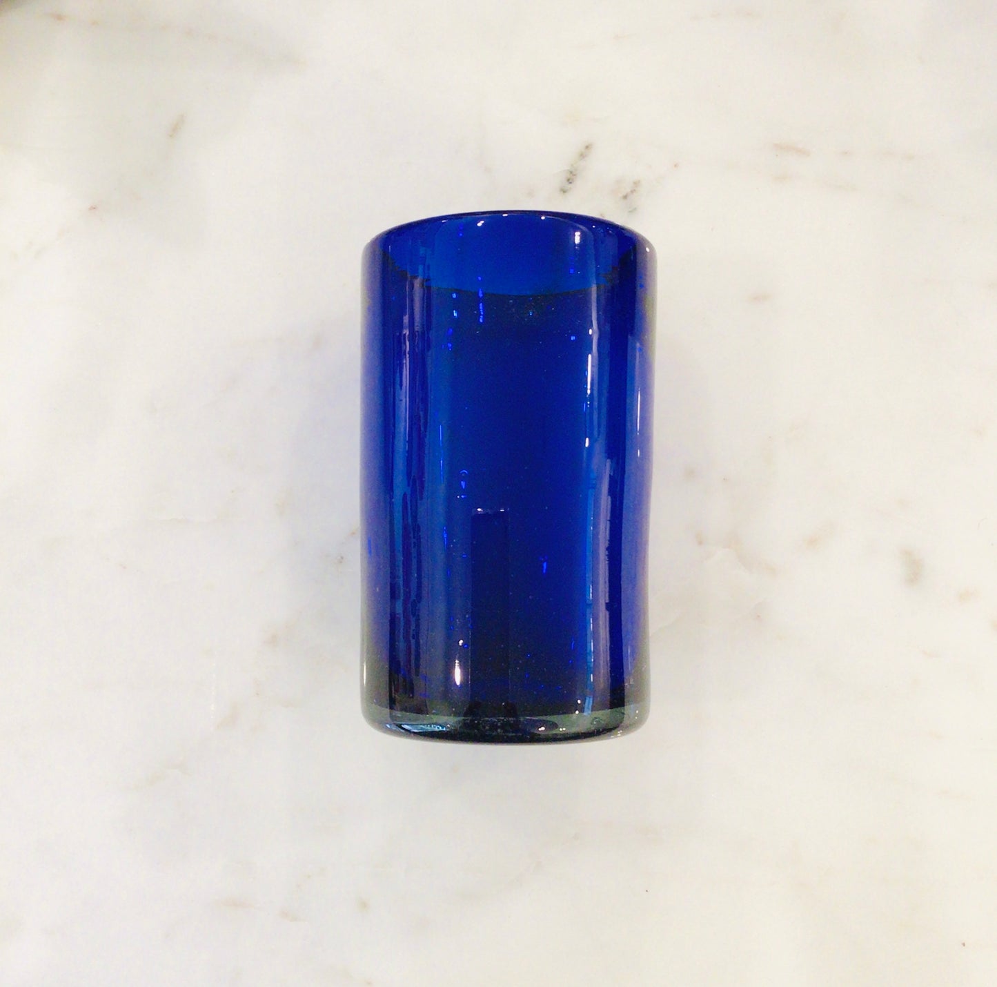 Tall Mexican Glass Tumbler - Solid Blue
