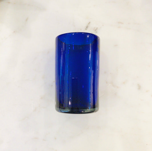 Tall Mexican Glass Tumbler - Solid Blue