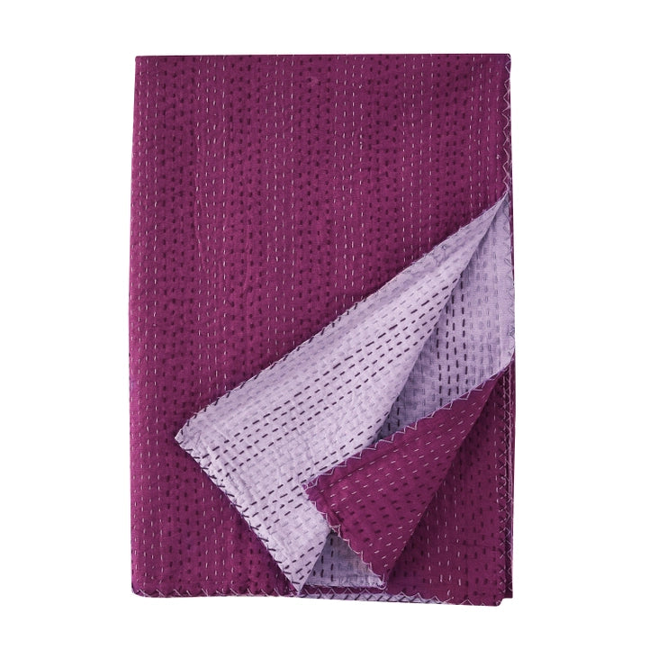 Reversible Stitched Kantha Quilt - Throw/Twin
