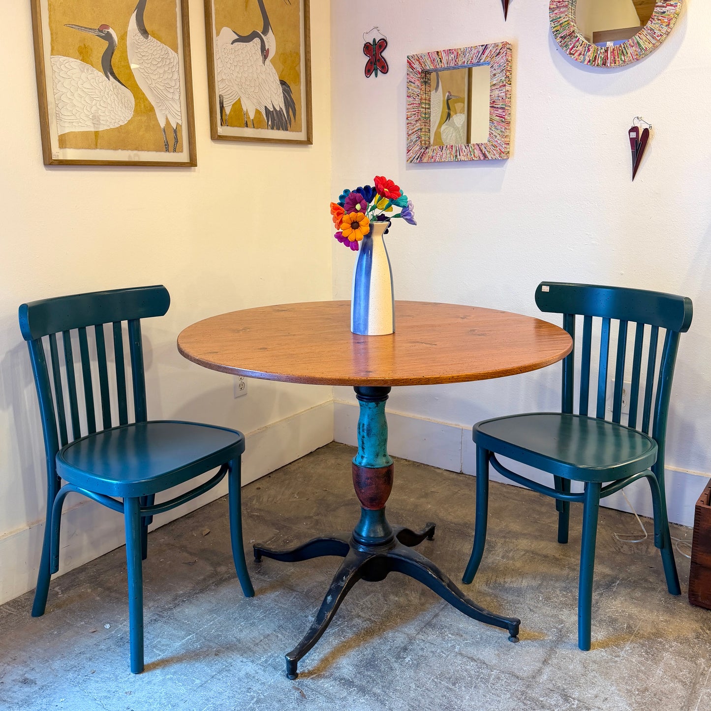 David Marsh 40" Round Dining Table with Iron Base