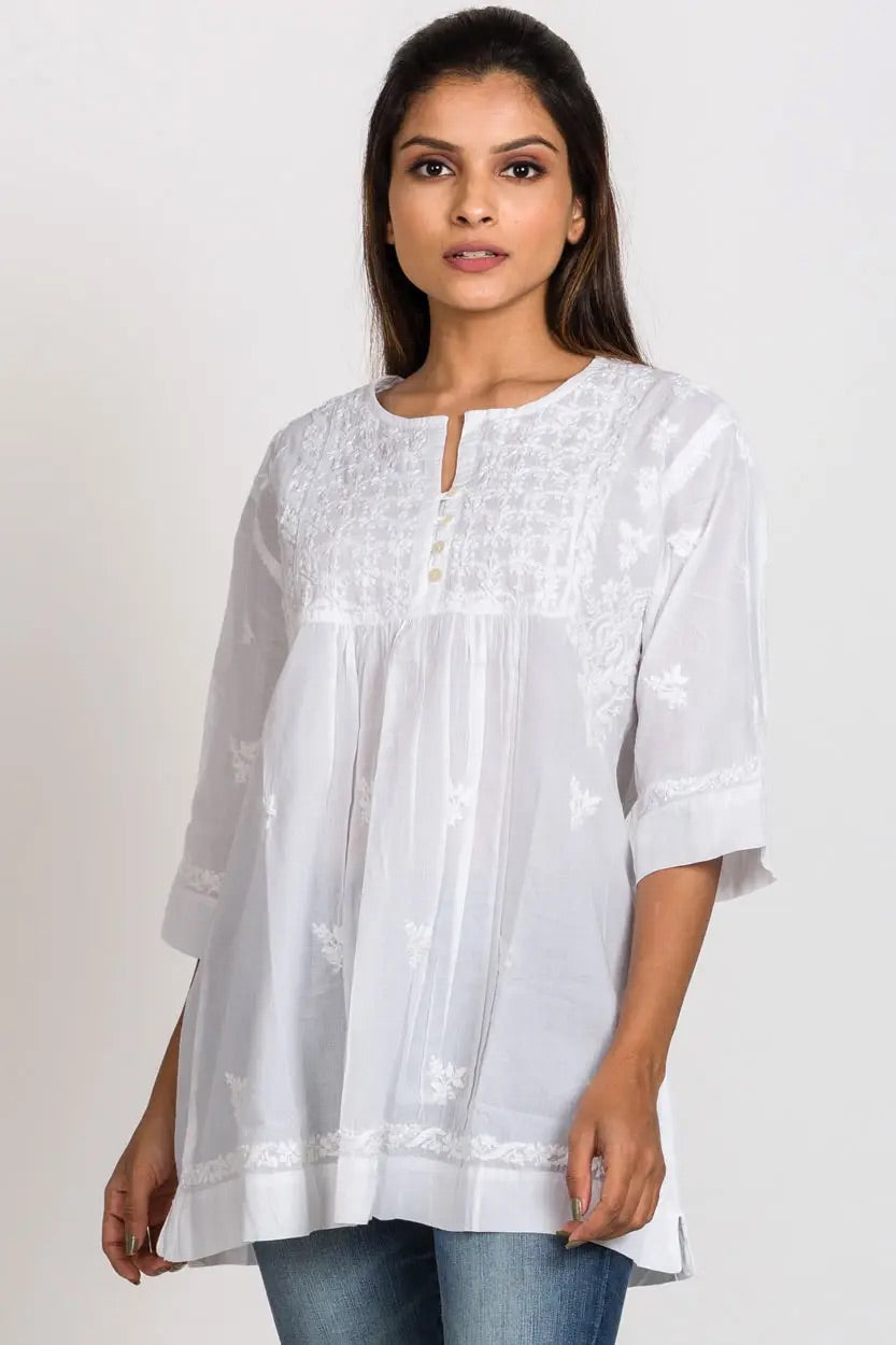 Tarika White Embroidered Tunic
