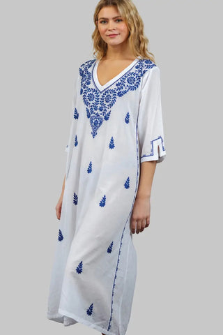 Parama Embroidered Caftan - Navy
