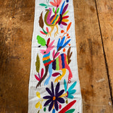 Small Otomi Table Runner- Multicolor Flowers and Animals B